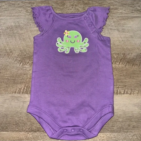 NWOT Garanimals Pink and Purple Kids One Pieces Set 3-6 MOs 100% cotton. - Picture 3 of 4